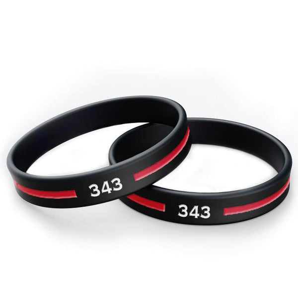 Thin Red Line 343 Silicone Bracelet - Thin Blue Line USA 6 Pack / Small- 7 inch