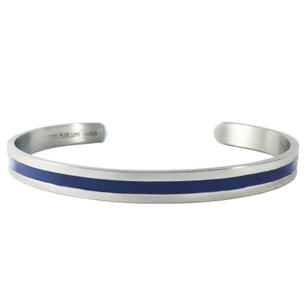 Black Blue Line Bracelet Link Mens INOX