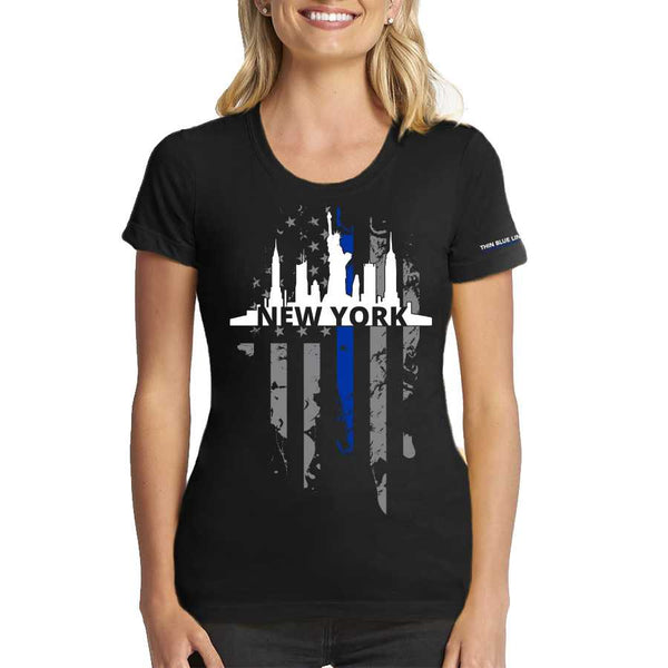 Urban Backwoods T-Shirt A Manica Lunga Donna - Skyline New York, Regular Fit, 100% Cotone, Alta Qualità