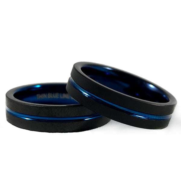 Thin blue top line womens ring