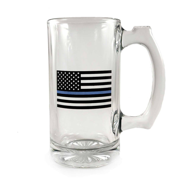 Beer Mug - Thin Blue Line American Flag, 12 oz