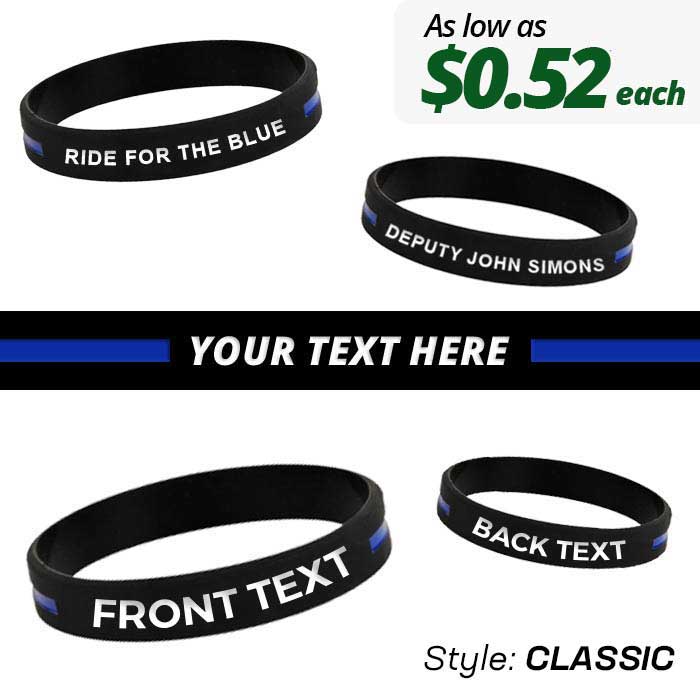 Custom - Thin Blue Line Wristbands - Thin Blue Line USA