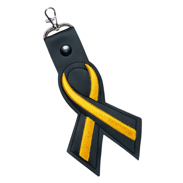 Thin Gold Line Leather Ribbon Keychain