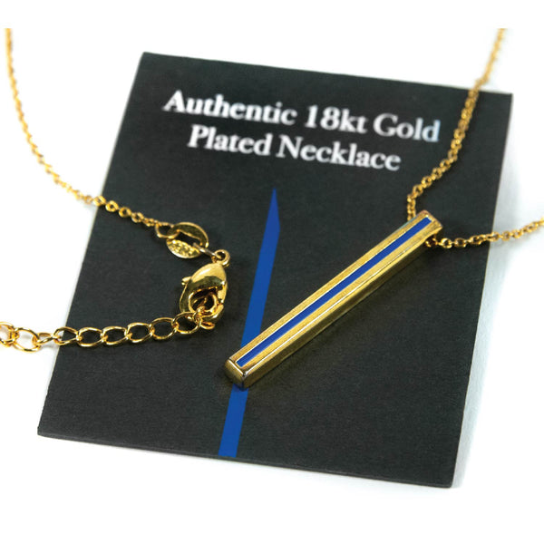 Women's Special Edition Thin Blue Line Bar Necklace | 18kt Gold Plated
