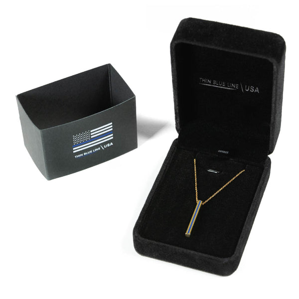 Women's Special Edition Thin Blue Line Bar Necklace | 18kt Gold Plated