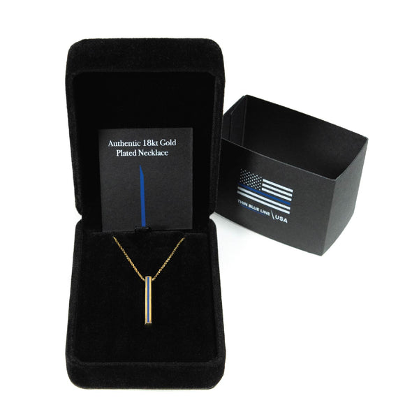 Women's Special Edition Thin Blue Line Bar Necklace | 18kt Gold Plated