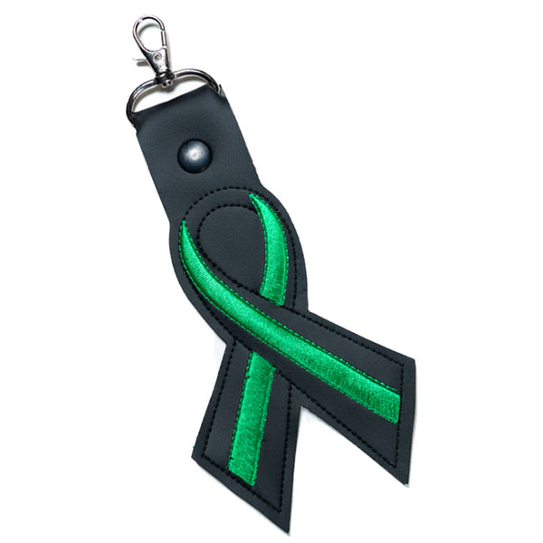Thin Green Line Leather Ribbon Keychain