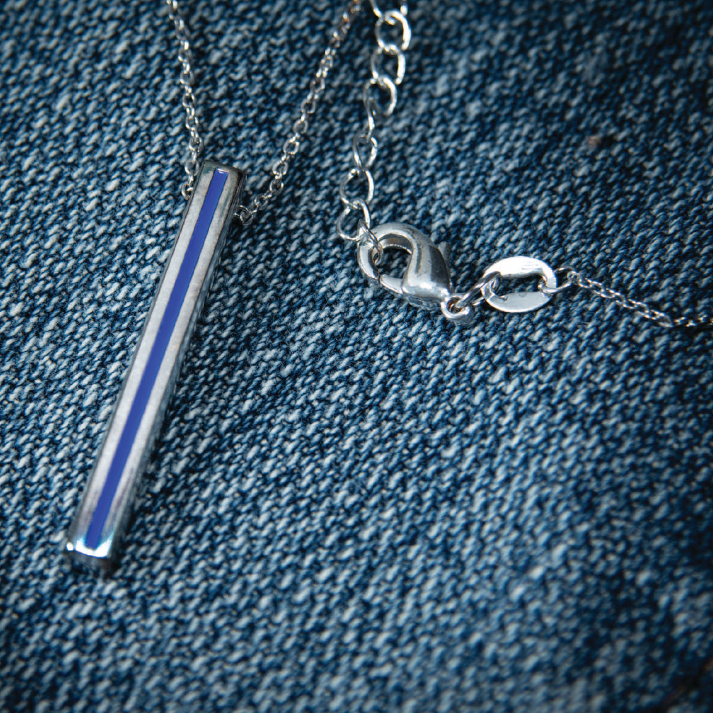 Women's Special Edition Thin Blue Line Bar Necklace | 18kt Gold Plated ...