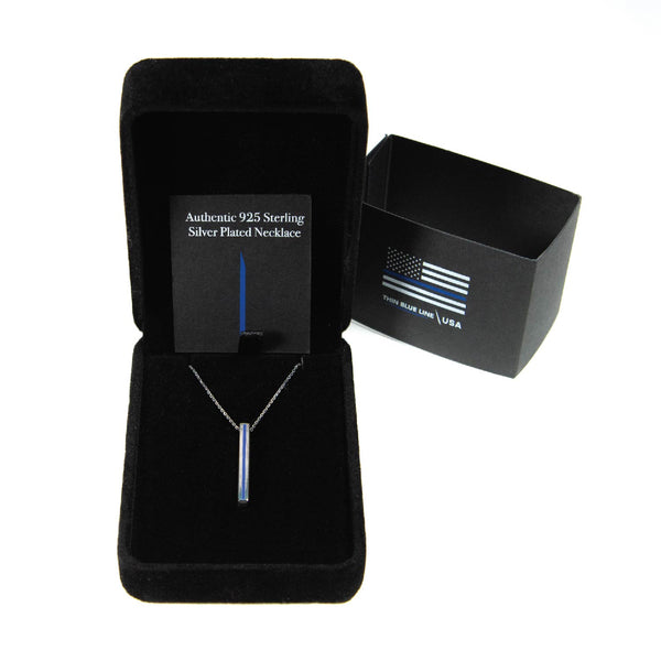 Women's Special Edition Thin Blue Line Bar Necklace | 18kt Gold Plated