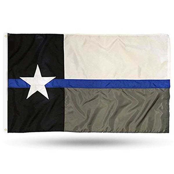 Thin Blue Line Texas Flag with Grommets - 3 x 5 Feet