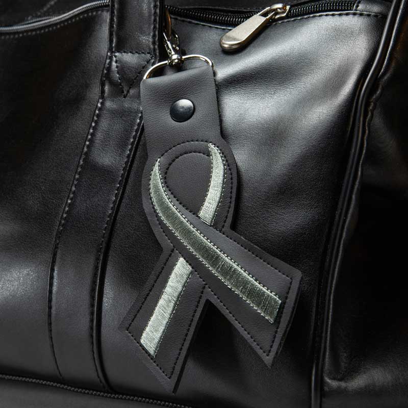 Thin Silver Line Leather Keychain - Thin Blue Line USA