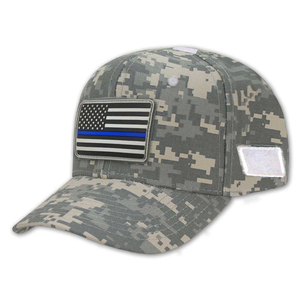 Camo Operator's Hat & Thin Blue Line Morale Patch