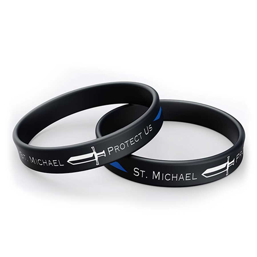 Blue St. Michael Metal Corded Bracelet | The Catholic Company®