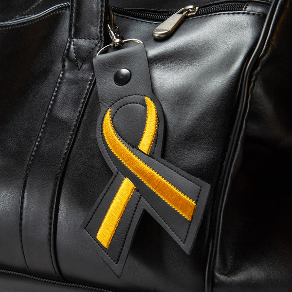 Thin Gold Line Leather Ribbon Keychain