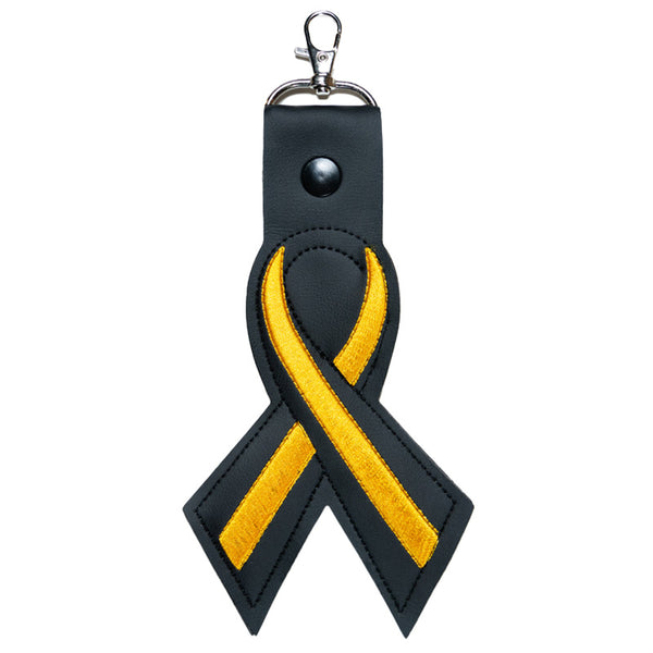 Thin Gold Line Leather Ribbon Keychain