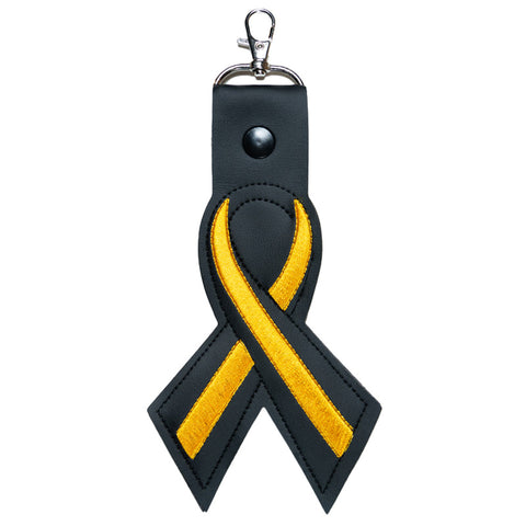 Thin Gold Line Leather Ribbon Keychain