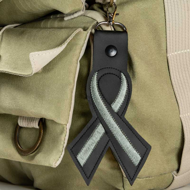 Thin Silver Line Leather Keychain - Thin Blue Line USA