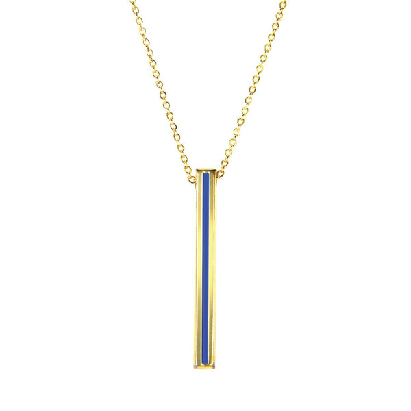 Women's Special Edition Thin Blue Line Bar Necklace | 18kt Gold Plated