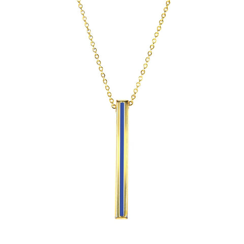 Women's Special Edition Thin Blue Line Bar Necklace | 18kt Gold Plated