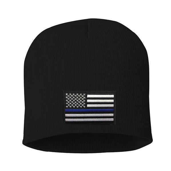 Thin Blue Line Flag Embroidered Knit Cap