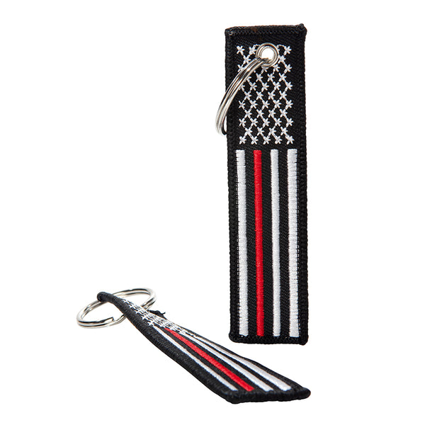 Thin Red Line American Flag Patch Keychain