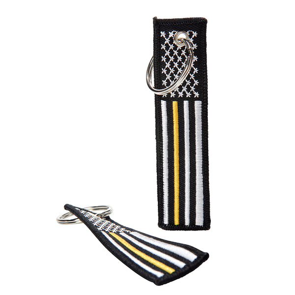 Thin Gold Line Dispatcher American Flag Patch Keychain