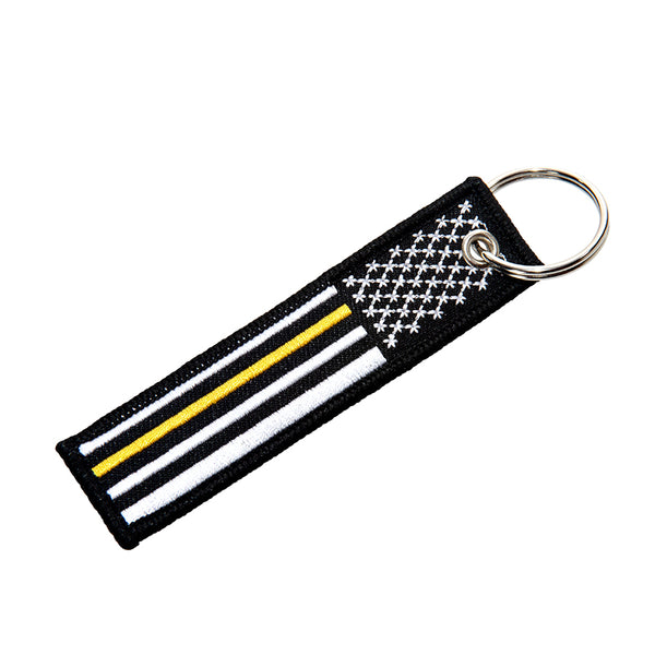Thin Gold Line Dispatcher American Flag Patch Keychain