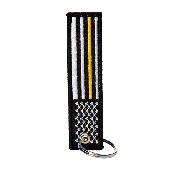 Thin Gold Line Dispatcher American Flag Patch Keychain
