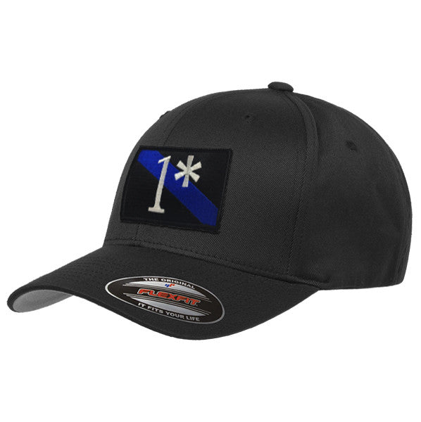 FlexFit 1 Asterisk Hat, Black - Thin Blue Line USA | Flex Caps