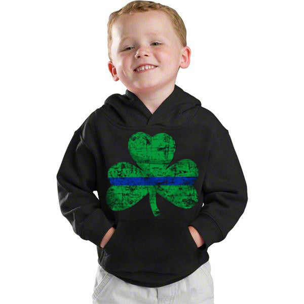 Youth Thin Blue Line St. Patrick's Shamrock Hoodie - Kids