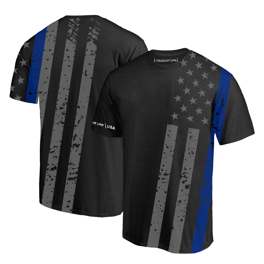 Dri-Fit Men's Shirt - Distressed Thin Blue Line Flag - Thin Blue Line USA