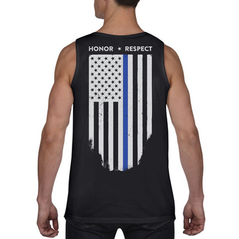Tank - Thin Blue Line American Flag - HONOR & RESPECT - Thin Blue Line USA - 1