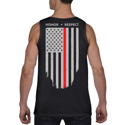 Tank - Thin Red Line American Flag - HONOR & RESPECT - Thin Blue Line USA - 1