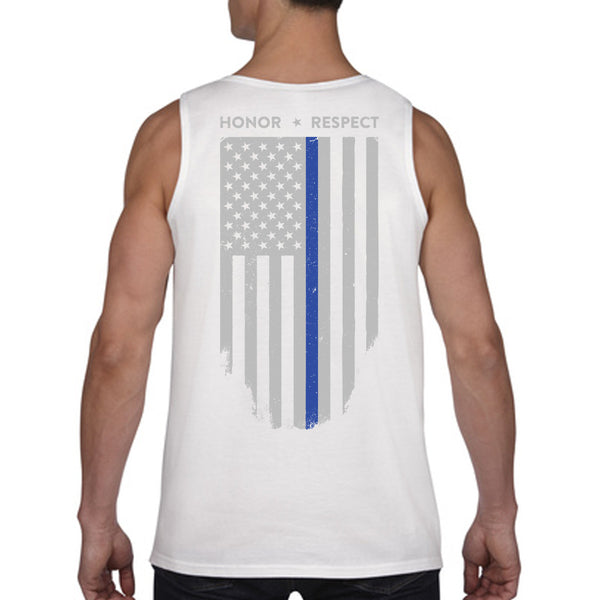 Tank - Thin Blue Line American Flag - HONOR & RESPECT - Thin Blue Line USA - 4