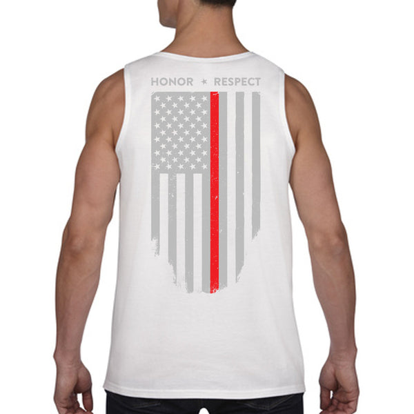 Tank - Thin Red Line American Flag - HONOR & RESPECT - Thin Blue Line USA - 4