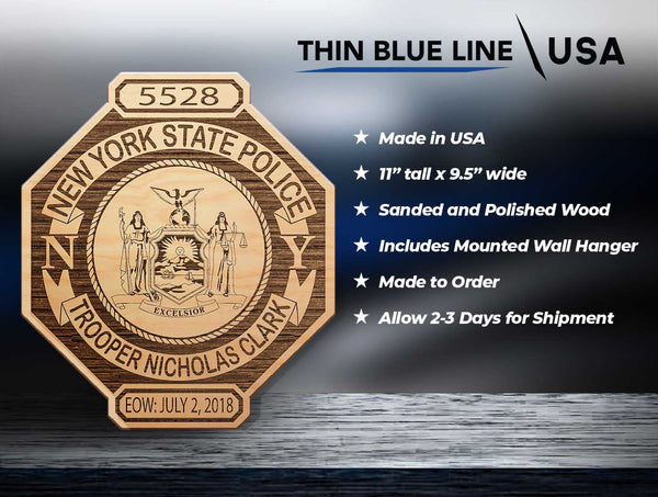 Wooden Memorial Badge, Trooper Nicholas Clark Fundraiser