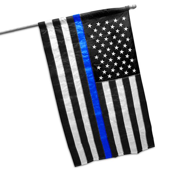 DuraSleek™ - Thin Blue Line American Flag - Sewn & Embroidered - Pole Sleeve