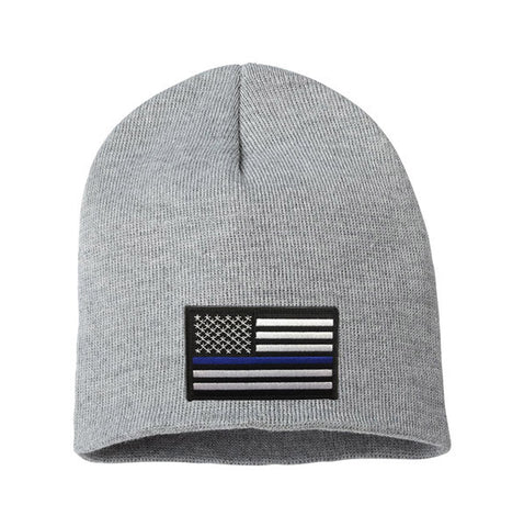 Thin Blue Line Flag Embroidered Knit Cap