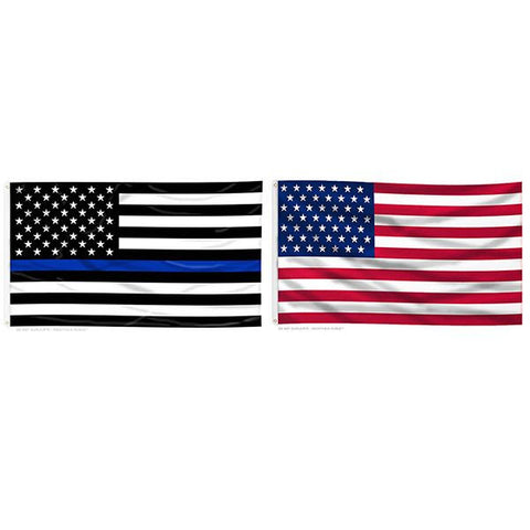 Bundle - Thin Blue Line and American 3x5 Ft Flag