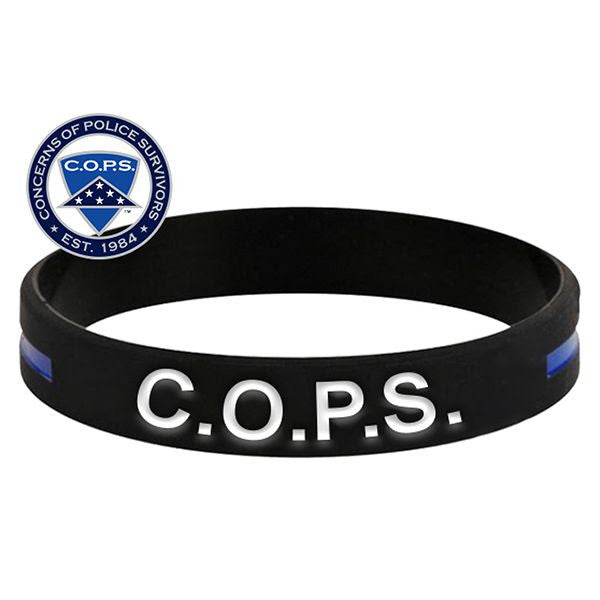 100% of Profits Donated - C.O.P.S. Thin Blue Line Silicone Bracelet