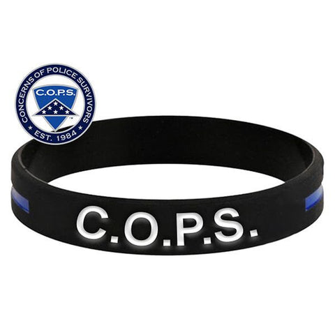 100% of Profits Donated - C.O.P.S. Thin Blue Line Silicone Bracelet