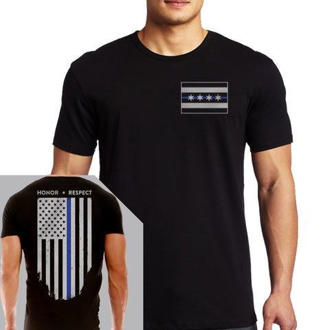 Men's T-Shirt - Chicago Thin Blue Line Flag - Thin Blue Line USA - 1