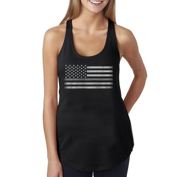 Women's Tank - Classic Thin Silver Line American Flag