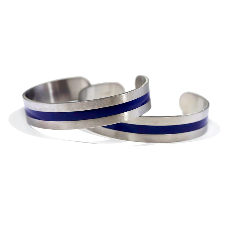 Thin blue line mens bracelet Clearance