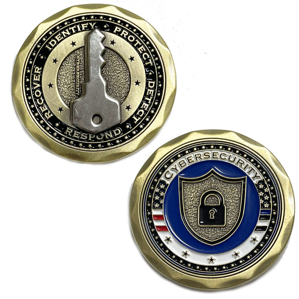 Cybersecurity Thin Blue Line Challenge Coin - Thin Blue Line USA