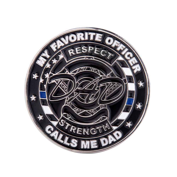 Thin Blue Line - Challenge Coin Made for Fathers of Police Officers