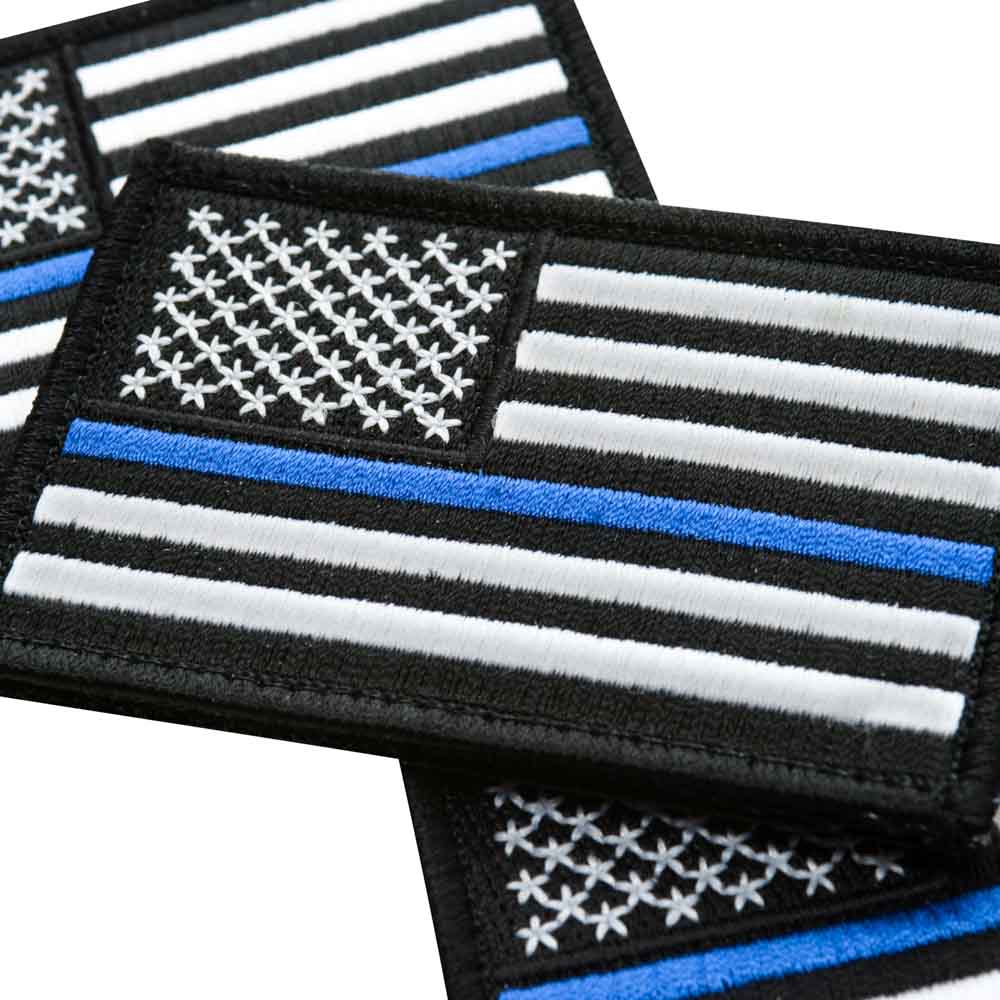 Thin Blue Line American Flag Black White USA Patch