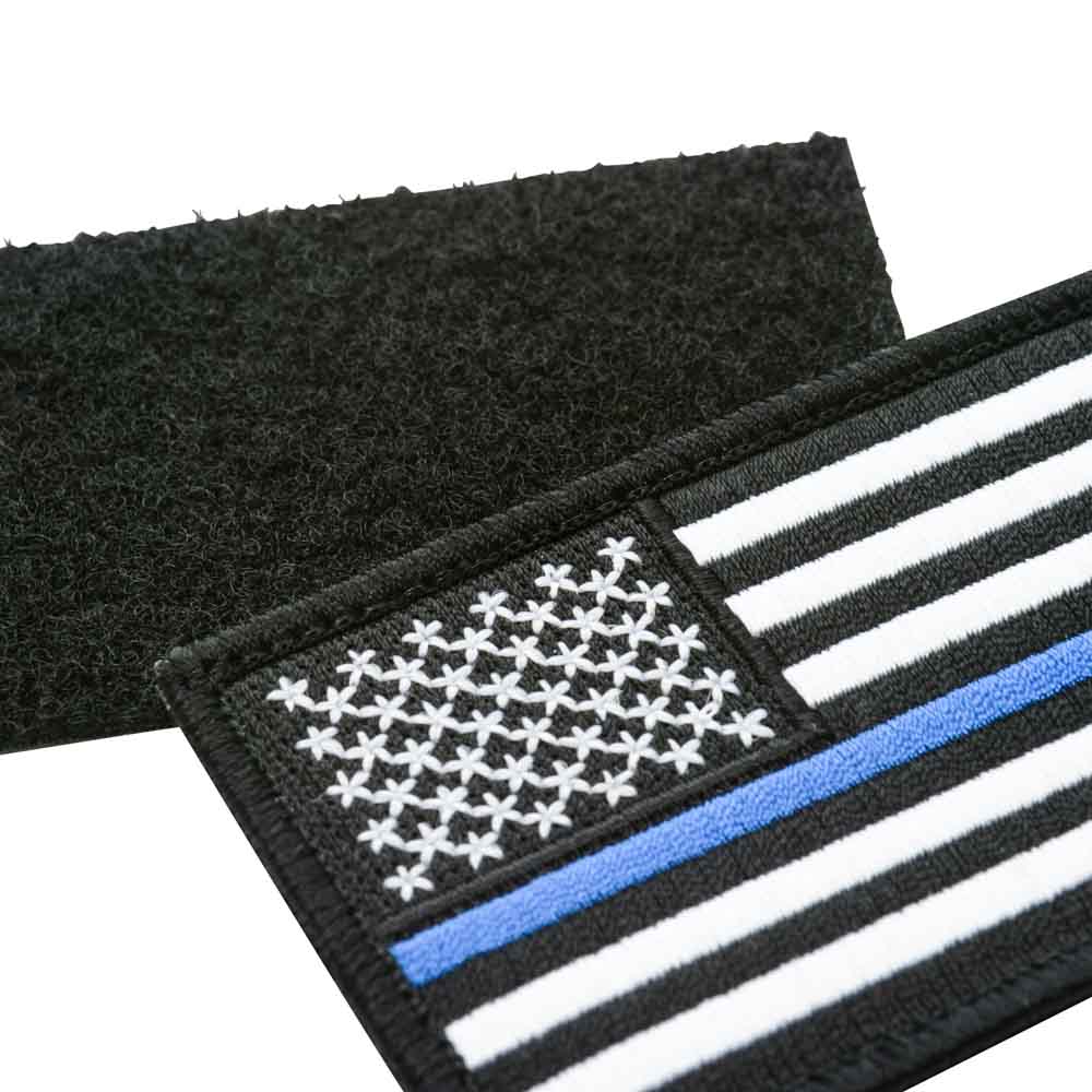 American Flag Blue Line Velcro Patch With Gold Border Free