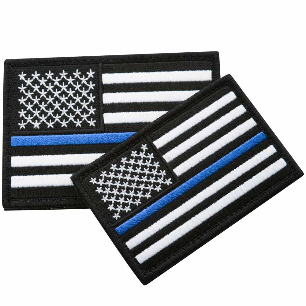 American Flag Blue Line Velcro Patch With Gold Border Free