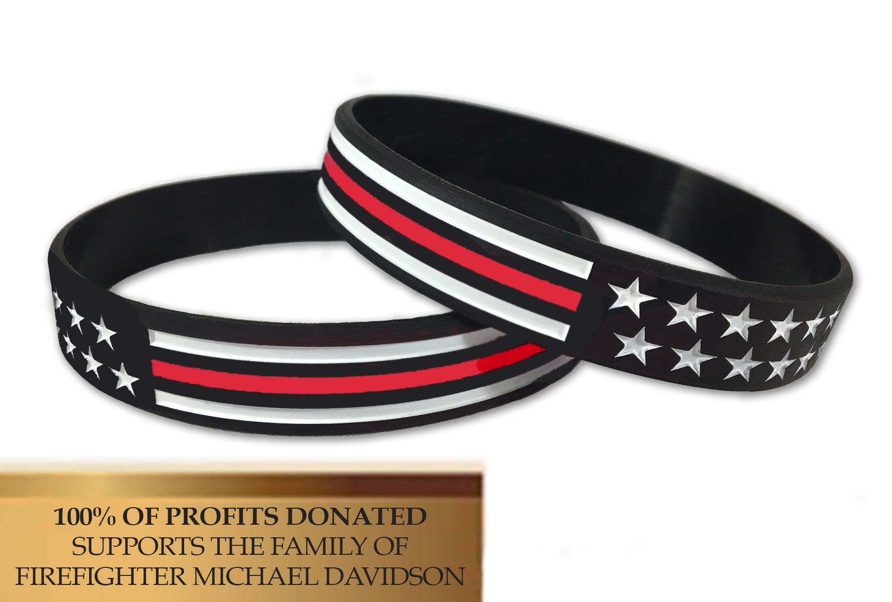 Thin Red Line Wristband - Support Fire Department & Fire Services With Quality Debossed Band